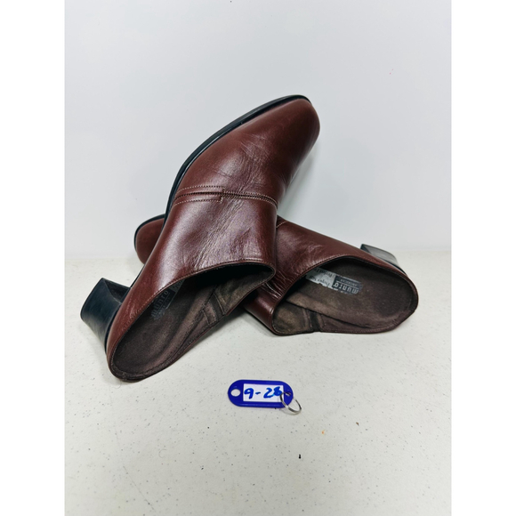 Munro brown slip on leather mule shoe 8 N inch heel rubber sole - Picture 1 of 8